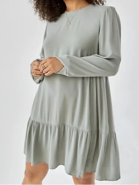 Wilfred Dresses & Skirts - Aritzia Wilfred ($110) Lambrusco Light Grey Tiered Mini Dress PTP 23” AS IS